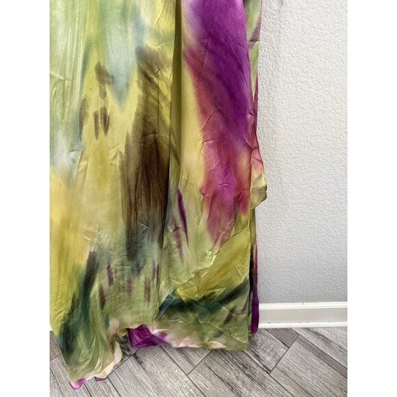 TERI JON Rickie Freeman 100% Silk Long Layered Asymmetric One Shoulder Dress 6 - Picture 10 of 15